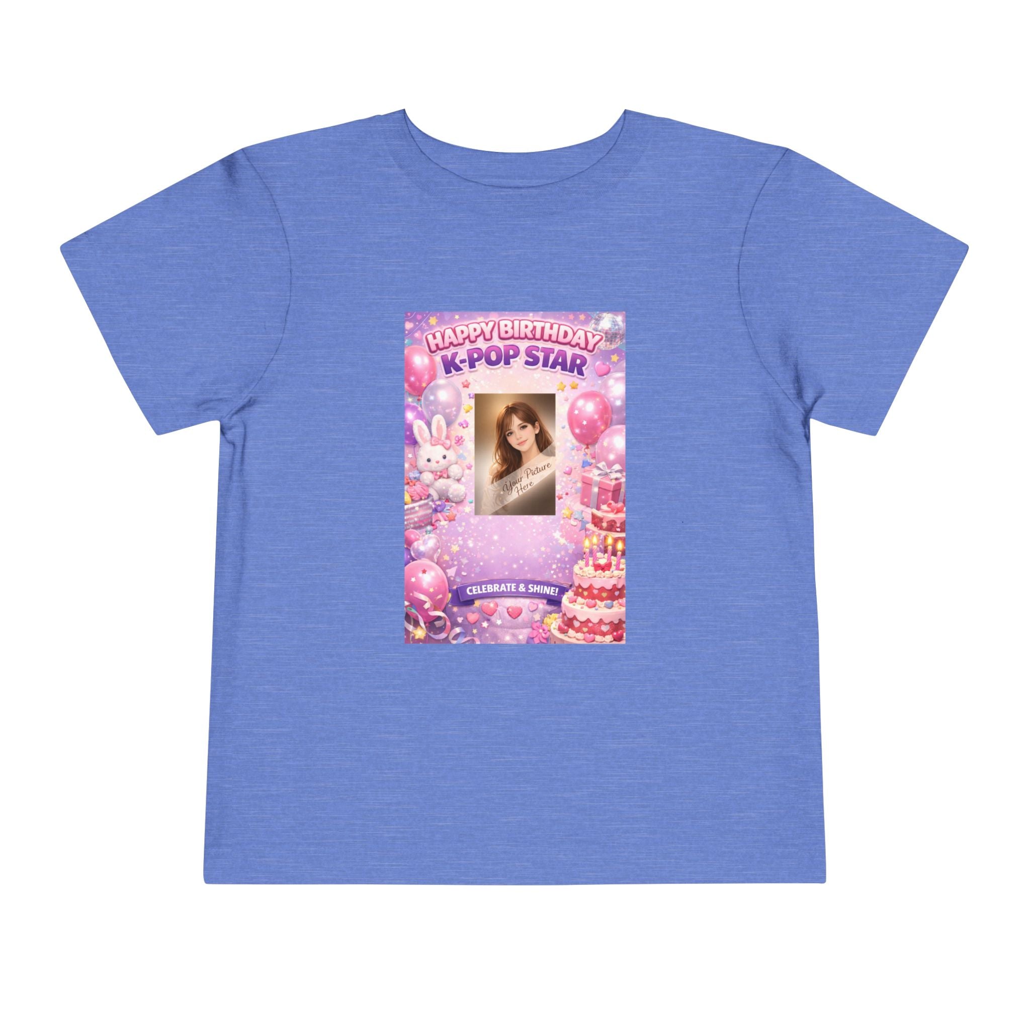 Toddler Tee — "Happy Birthday K-Pop Star" Pink Birthday Photo Shirt - Upload your own picture