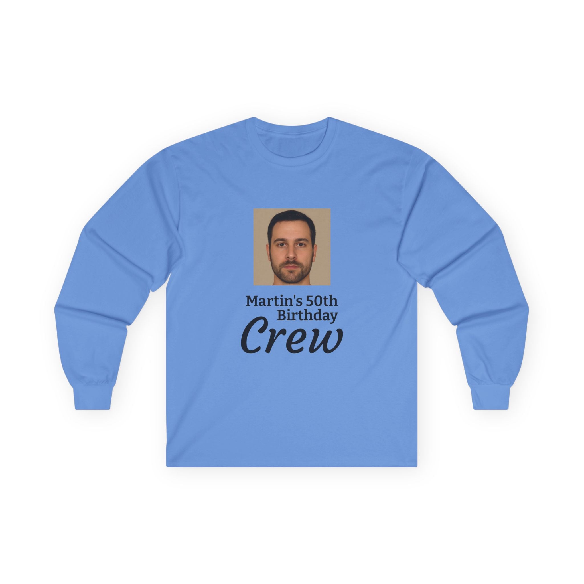 Personalized 50th Birthday “Birthday Crew” Long Sleeve Shirt with Custom Photo