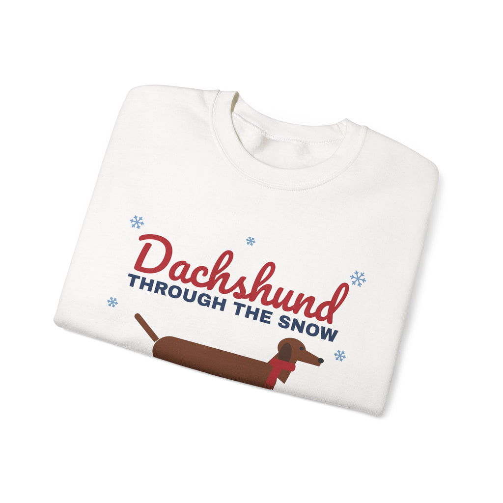 Dachshund Through the Snow Sweatshirt — Funny Wiener Dog Christmas Crewneck