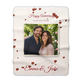 Happy Anniversary Personalized Photo Blanket – Custom Couple Sherpa Throw
