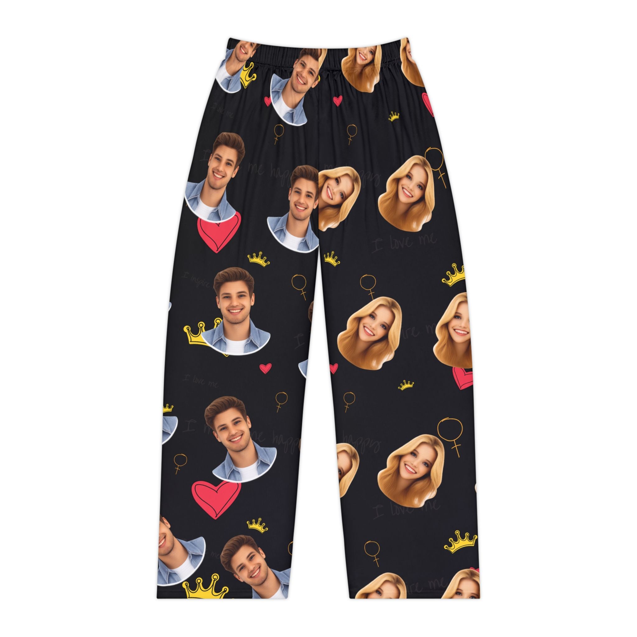 Personalized Face Print Pajama Pants — Custom Couples Photo All-Over Print