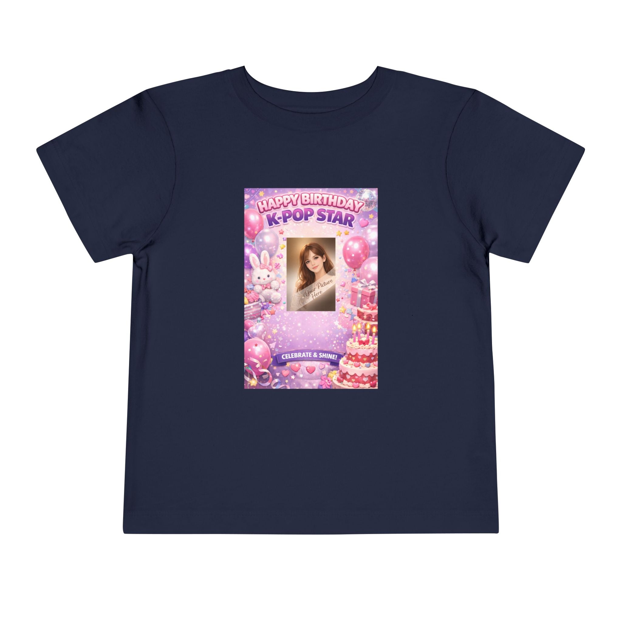 Toddler Tee — "Happy Birthday K-Pop Star" Pink Birthday Photo Shirt - Upload your own picture
