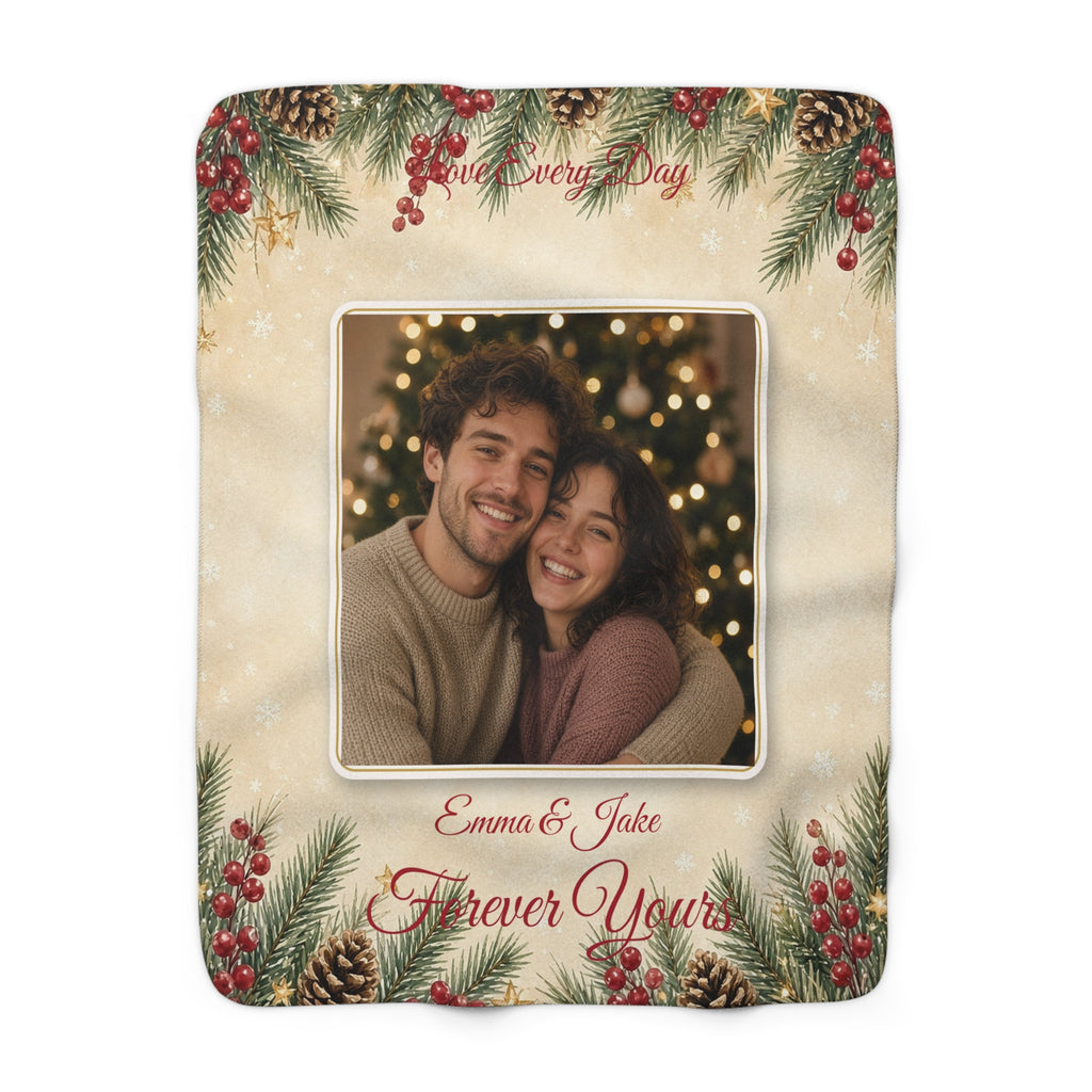 Personalized Love Every Day Sherpa Blanket — Custom Photo Fleece Throw