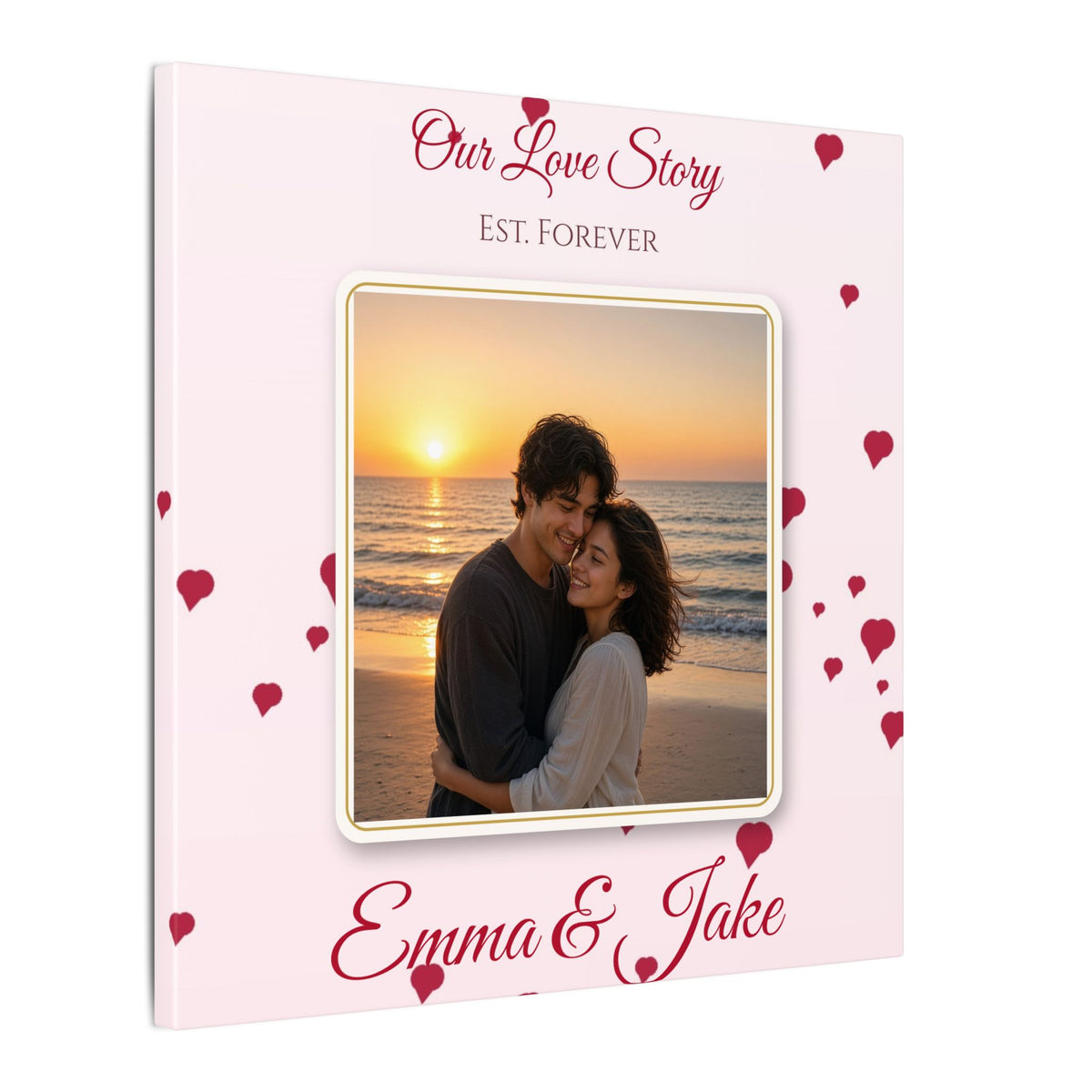Our Love Story Personalized Couple Photo Canvas – Custom Anniversary Wall Art