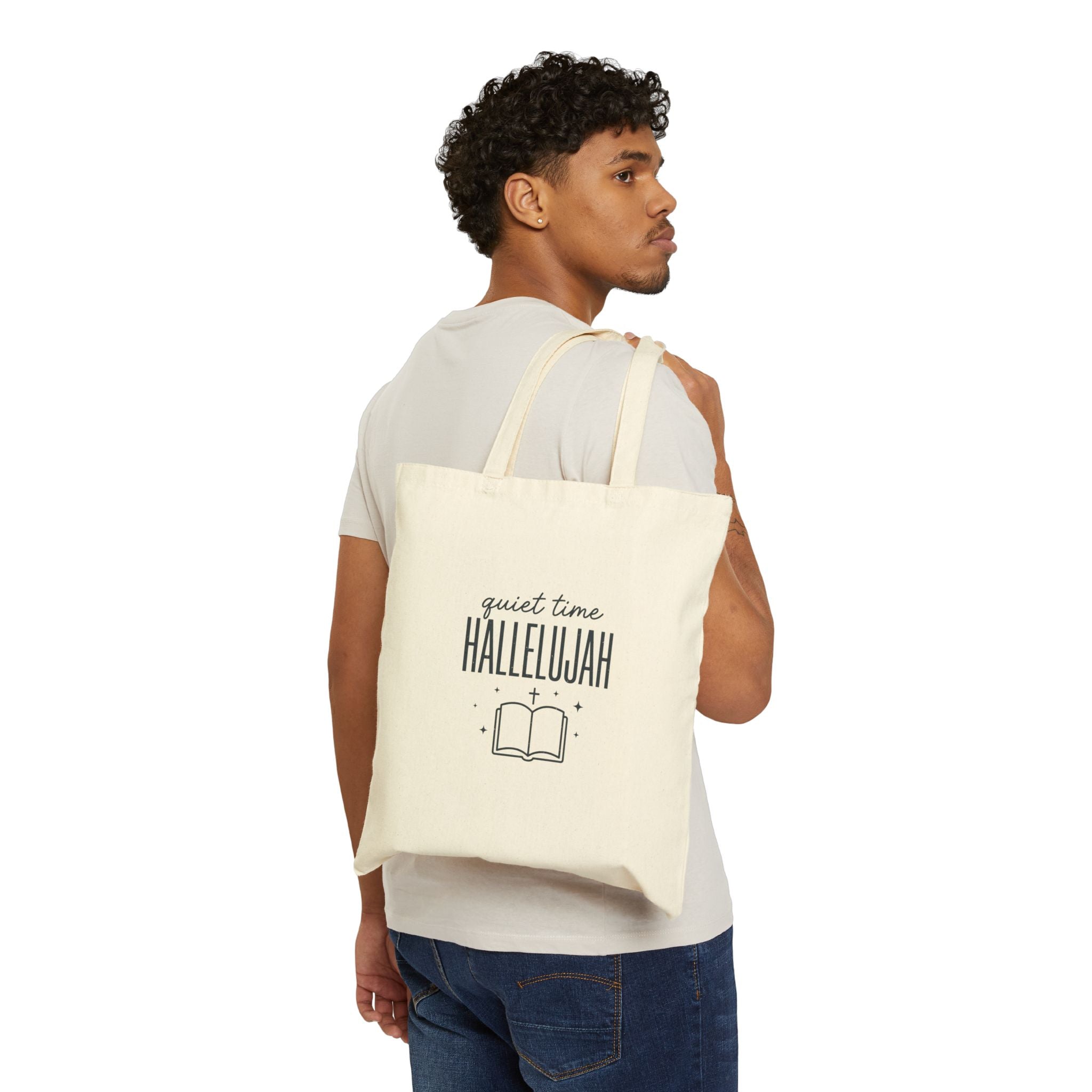 Quiet Time Hallelujah Tote | Christian Typography, Faith Prayer Canvas