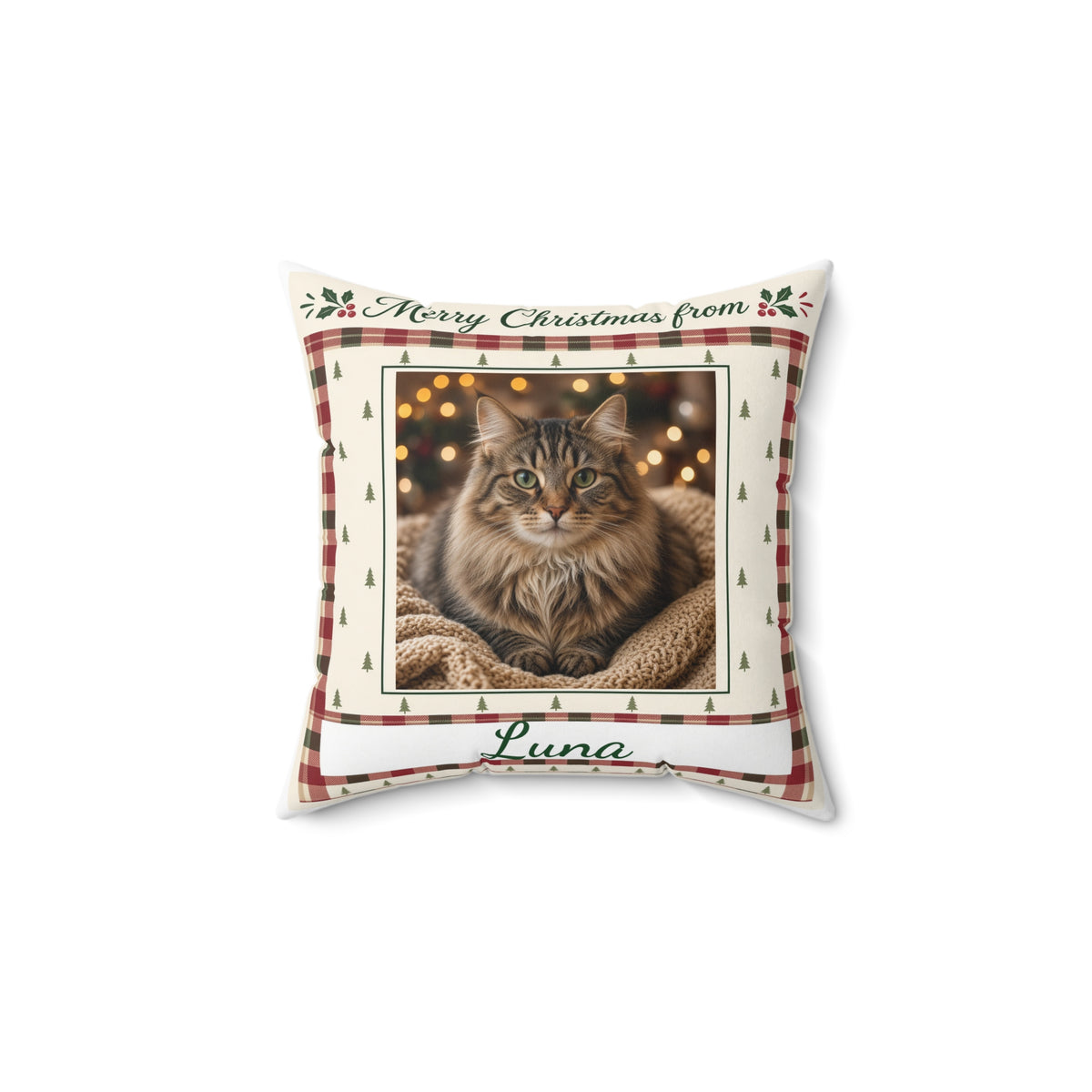 Personalized Pet Photo Pillow – Custom Dog or Cat Picture & Name Throw Pillow