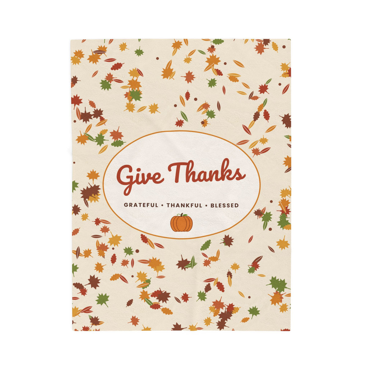 Give Thanks Velveteen Plush Blanket — Autumn Leaves Thanksgiving Throw