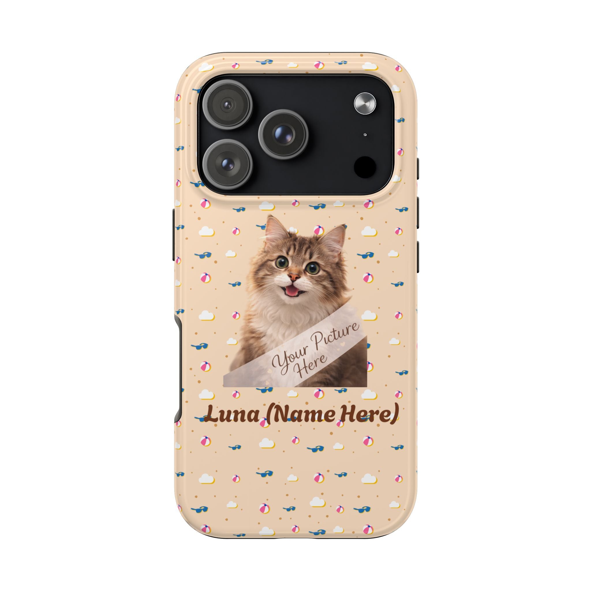 Custom Pet Photo Tough Phone Case — Personalized Cat Name Phone Cover