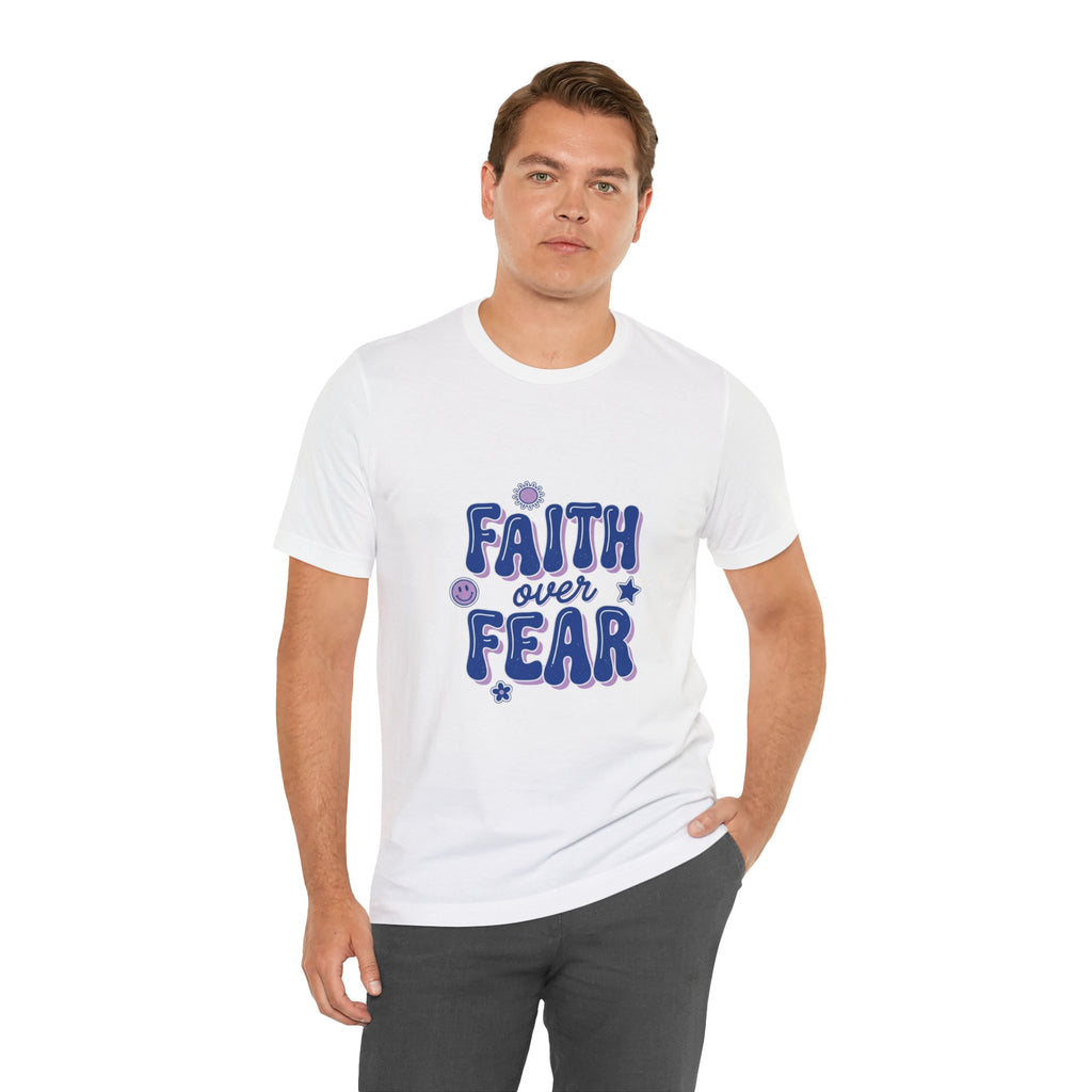 Faith Over Fear Tee | Christian Rainbow Scripture, Playful Mixed-Font Faith Shirt
