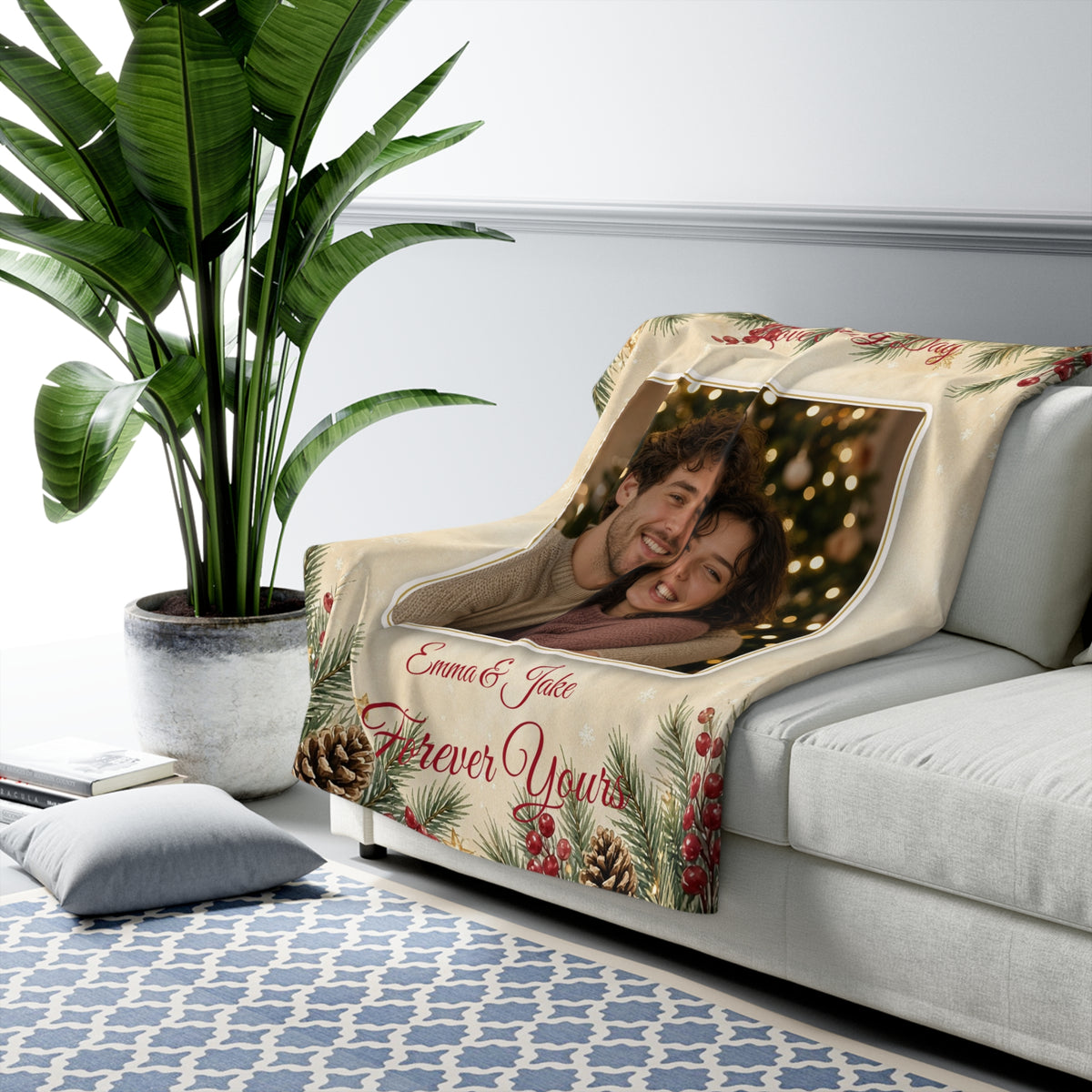 Personalized Love Every Day Sherpa Blanket — Custom Photo Fleece Throw