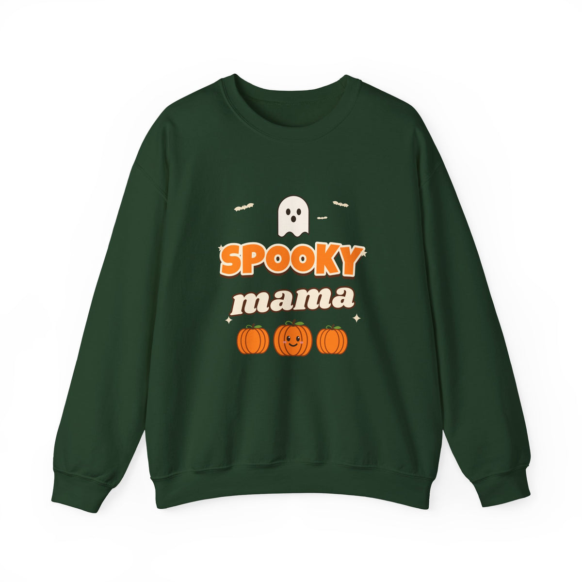 Spooky Mama Halloween Sweatshirt — Retro Pumpkin & Ghost Crewneck for Moms