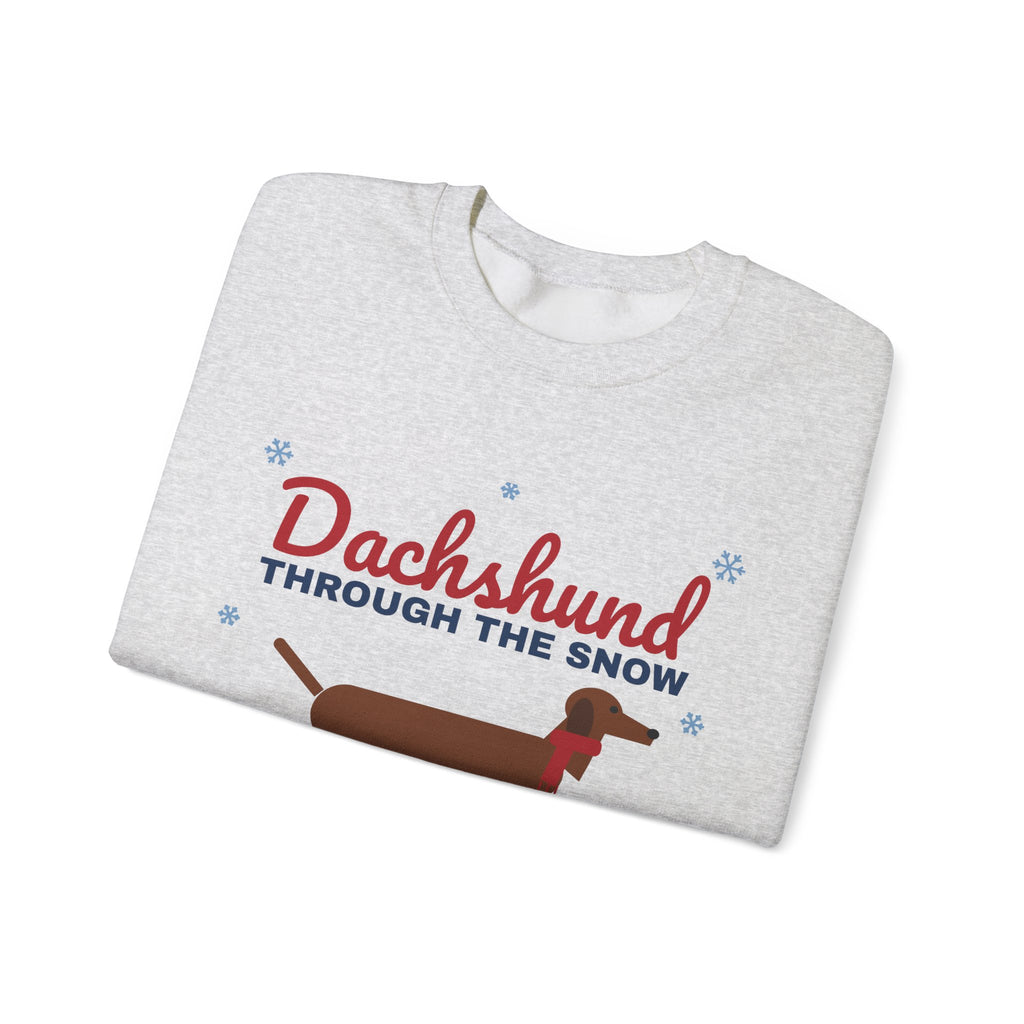Dachshund Through the Snow Sweatshirt — Funny Wiener Dog Christmas Crewneck