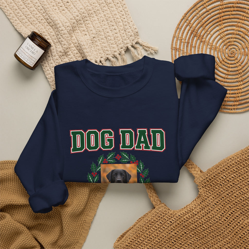 Dog Dad Personalized Sweatshirt – Custom Dog Photo & Name Crewneck