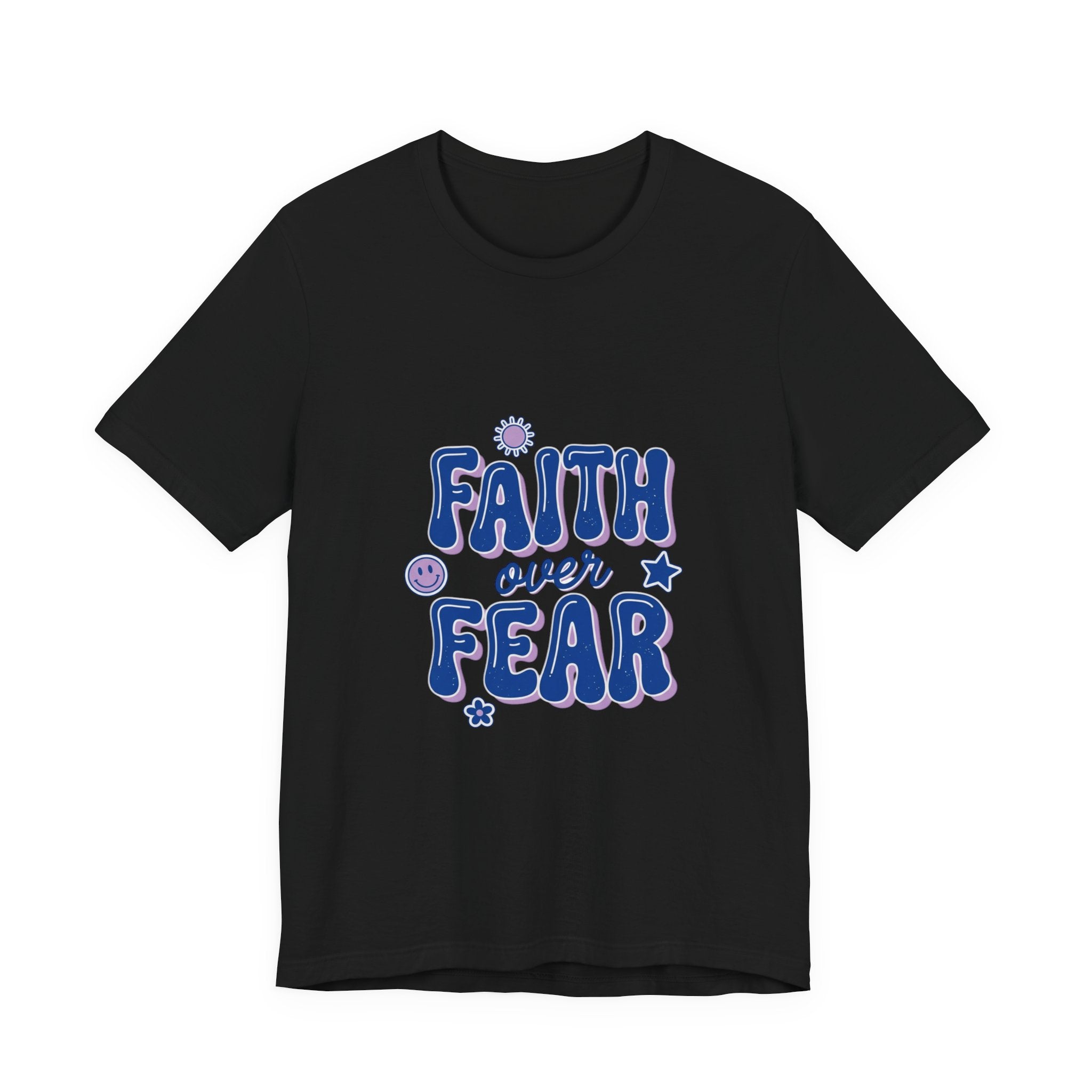Faith Over Fear Tee | Christian Rainbow Scripture, Playful Mixed-Font Faith Shirt