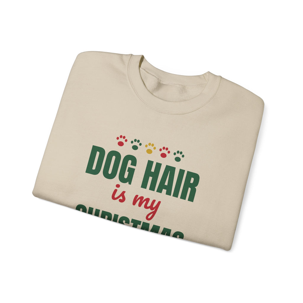 Dog Hair Is My Christmas Glitter Sweatshirt — Funny Dog Mom & Dog Dad Christmas Crewneck
