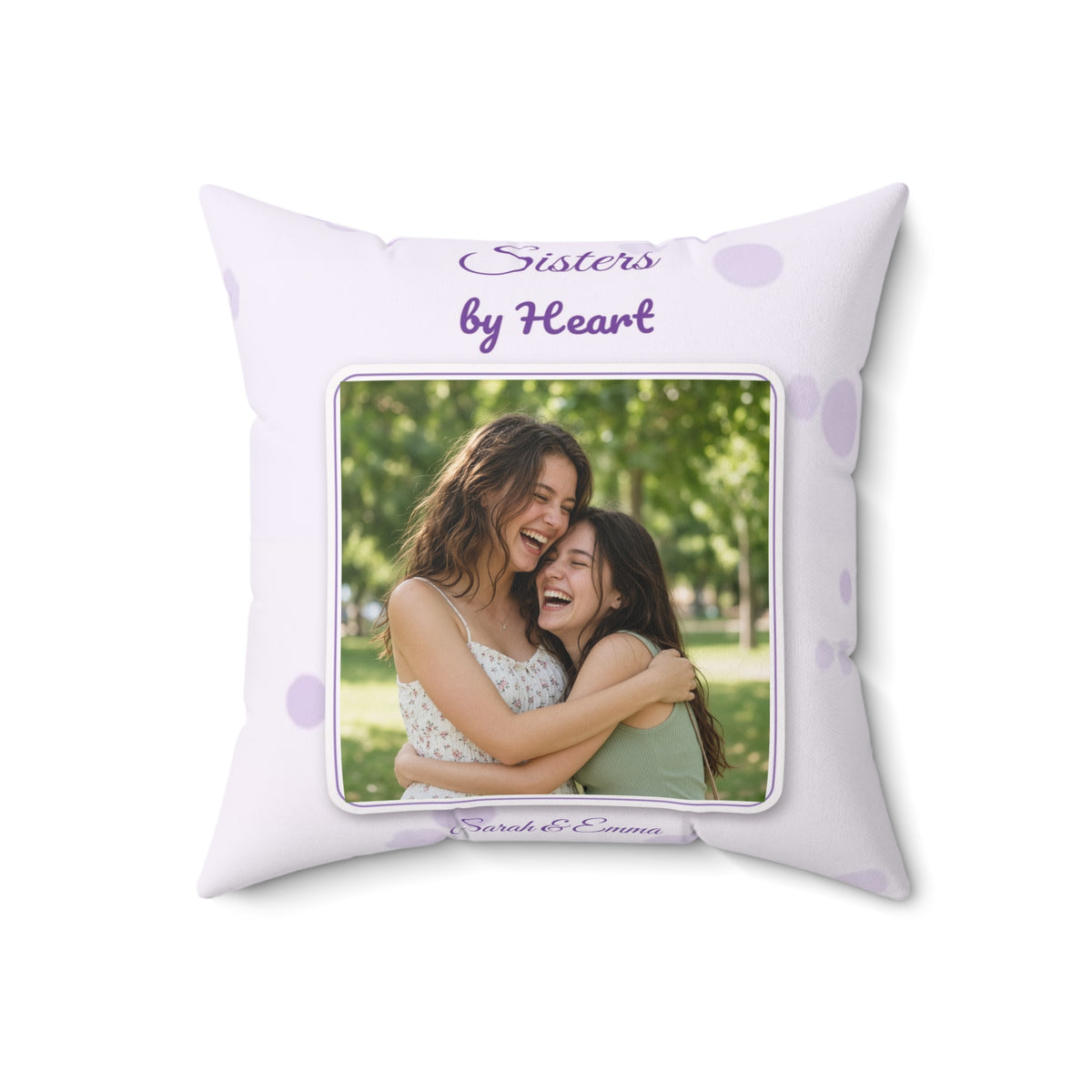 Sisters by Heart Personalized Photo Pillow – Custom Best Friend Gift