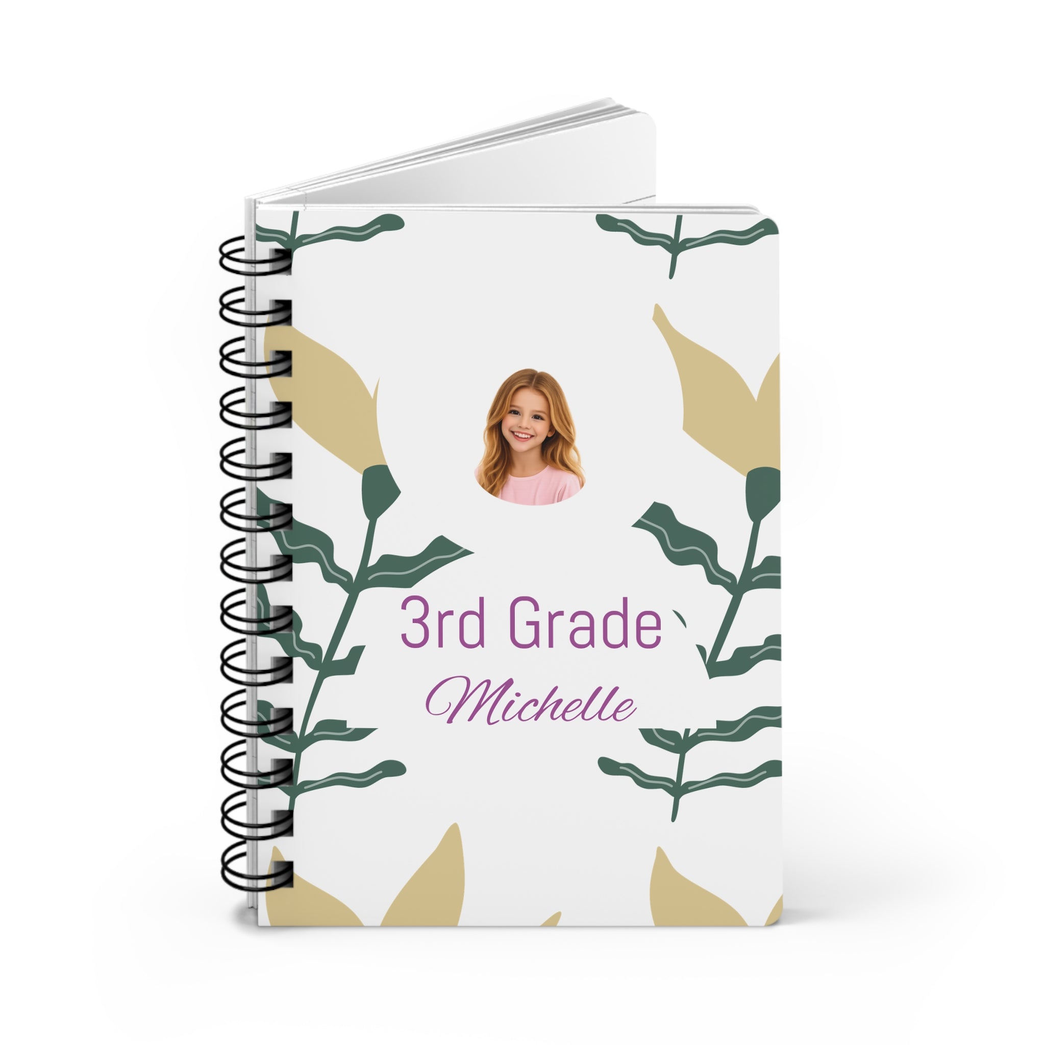 Spiral Notebook — Personalized 3rd Grade Teacher Journal with Floral Design (Custom Name)