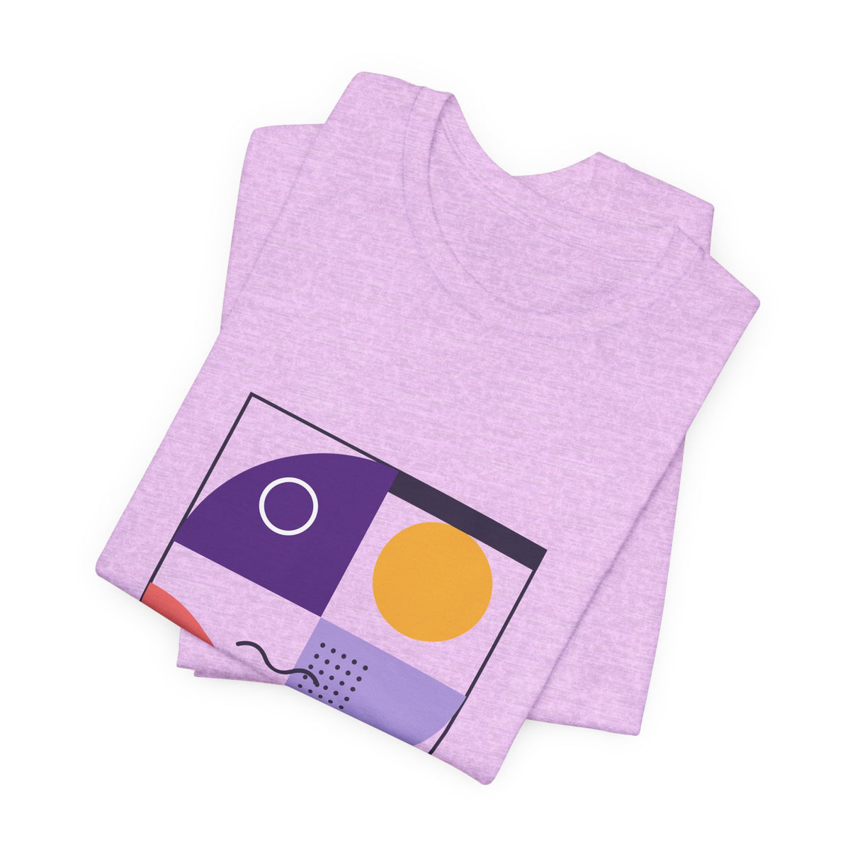 Modern Geometric Art Tee — Bauhaus Inspired Purple Abstract Shapes T-Shirt