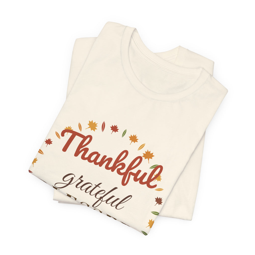 Thankful Grateful Blessed Tee — Fall Leaves & Pumpkin Thanksgiving T-Shirt
