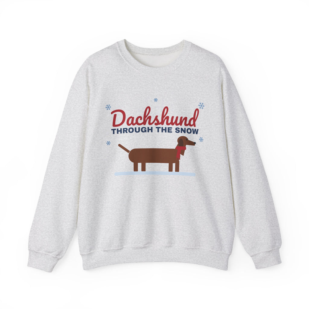 Dachshund Through the Snow Sweatshirt — Funny Wiener Dog Christmas Crewneck