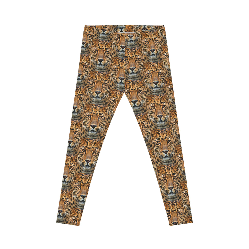 Leopard Face All-Over Print Women's Leggings - Bold Safari Animal Print