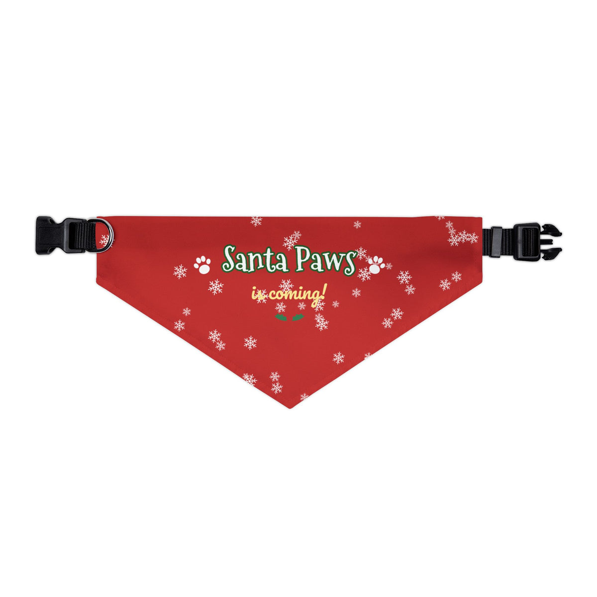 Santa Paws Is Coming Dog Bandana Collar — Christmas Snowflake Pet Bandana