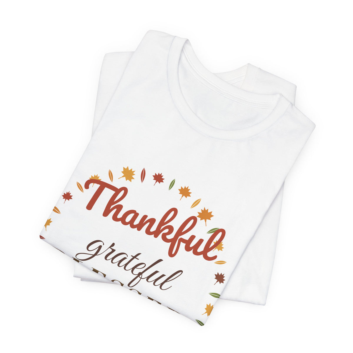 Thankful Grateful Blessed Tee — Fall Leaves & Pumpkin Thanksgiving T-Shirt