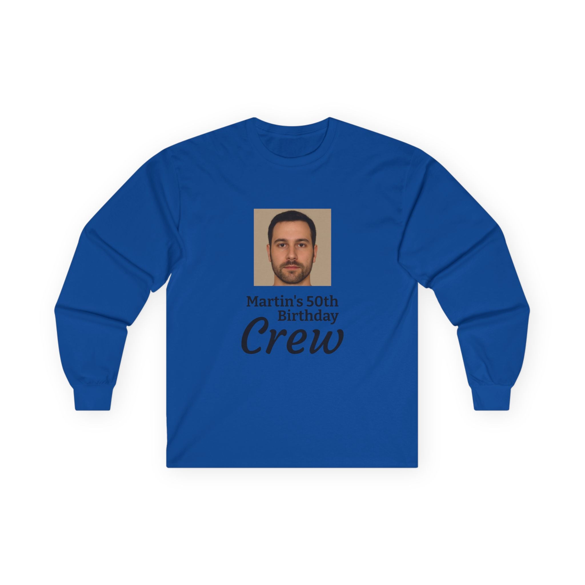 Personalized 50th Birthday “Birthday Crew” Long Sleeve Shirt with Custom Photo