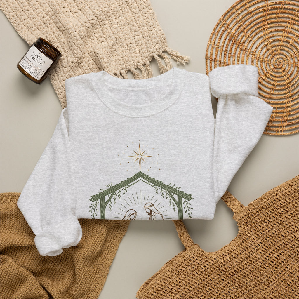 O Come Let Us Adore Him Sweatshirt — Christian Nativity Christmas Crewneck