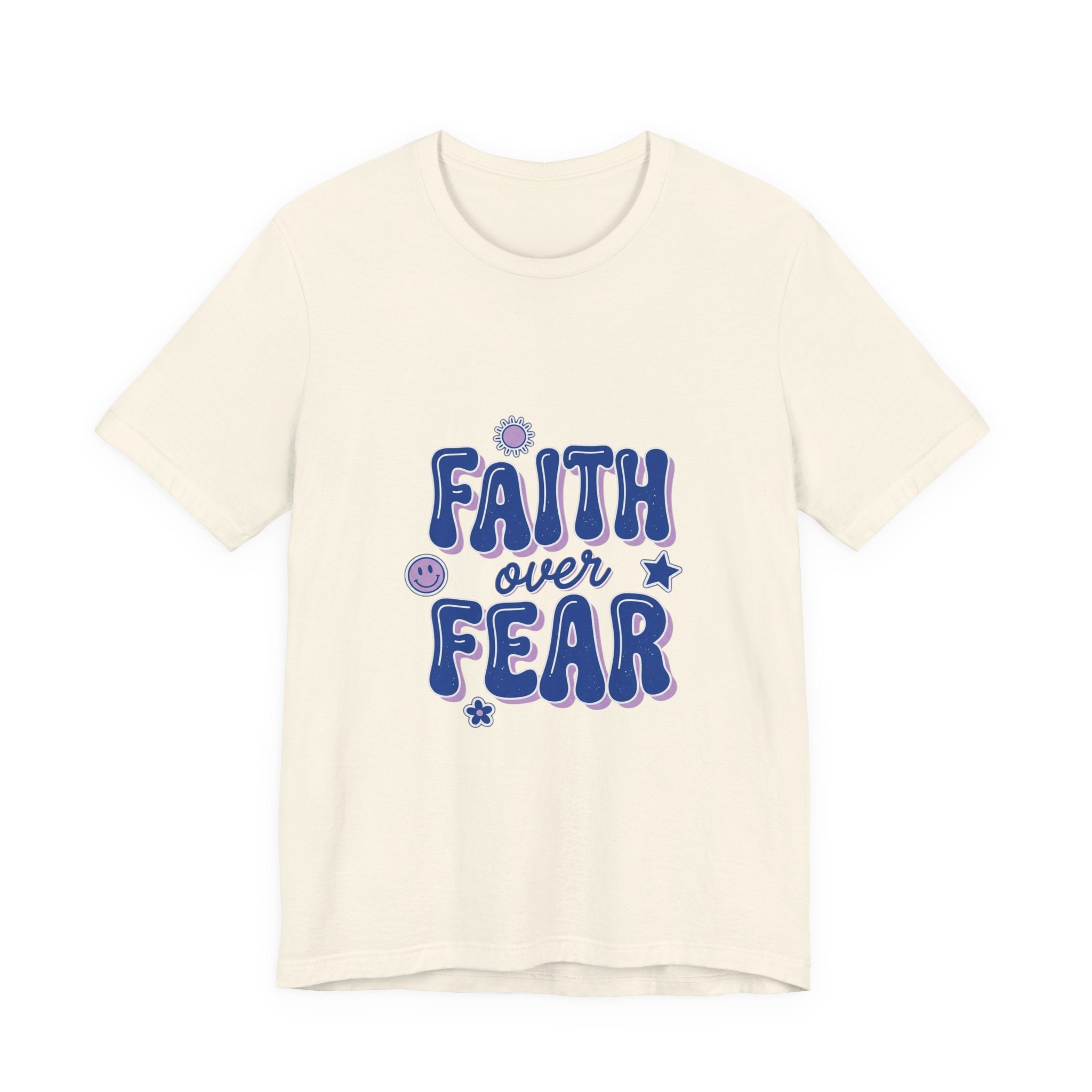 Faith Over Fear Tee | Christian Rainbow Scripture, Playful Mixed-Font Faith Shirt