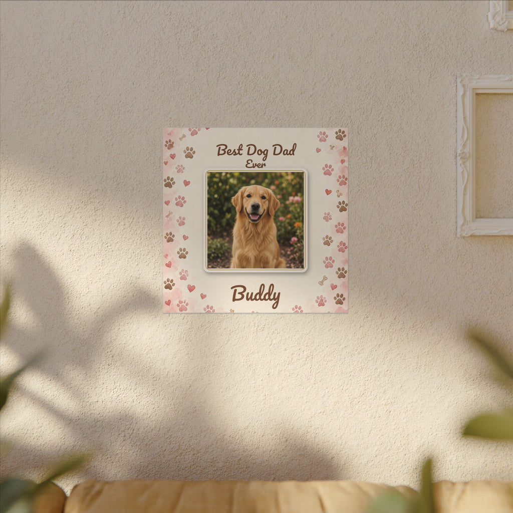 Best Dog Dad Ever Personalized Canvas – Custom Dog Photo & Name Wall Art