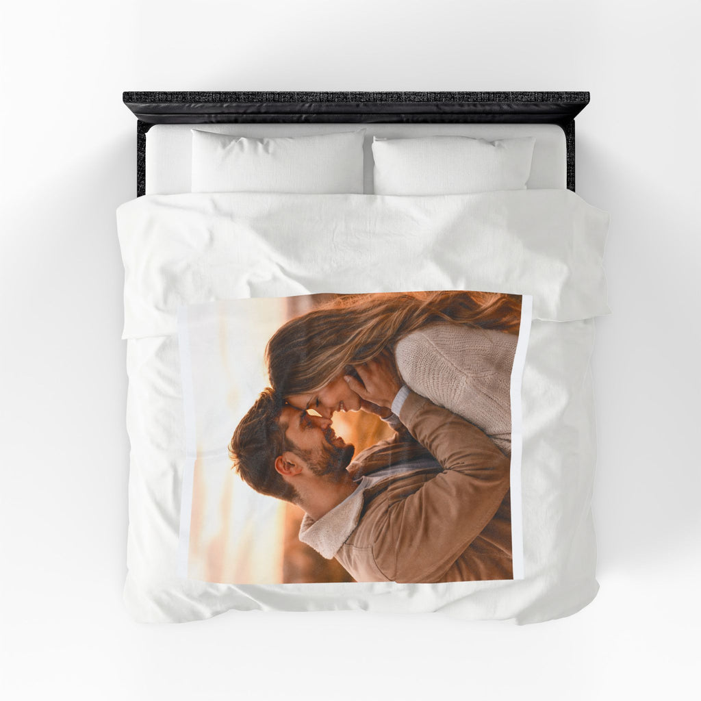 Personalized Photo Plush Blanket — Custom Velveteen Fleece for Couples, Gifts for Anniversaries & Valentine's