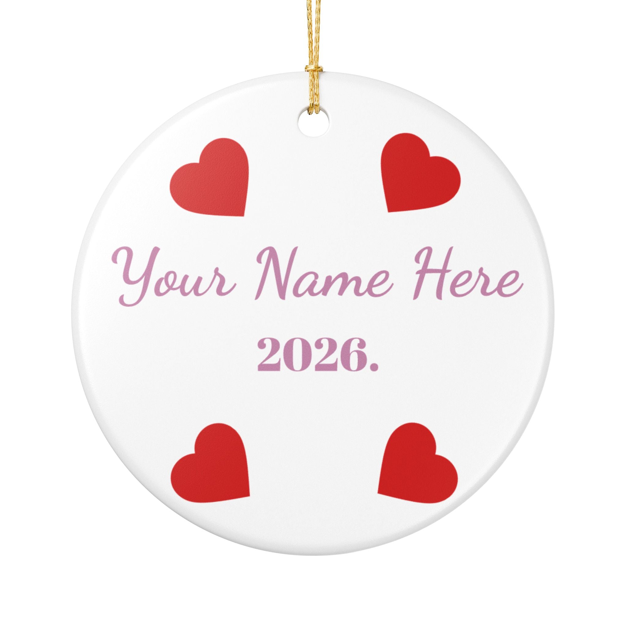 Personalized Heart Ceramic Ornament – Custom Name & 2026 Keepsake