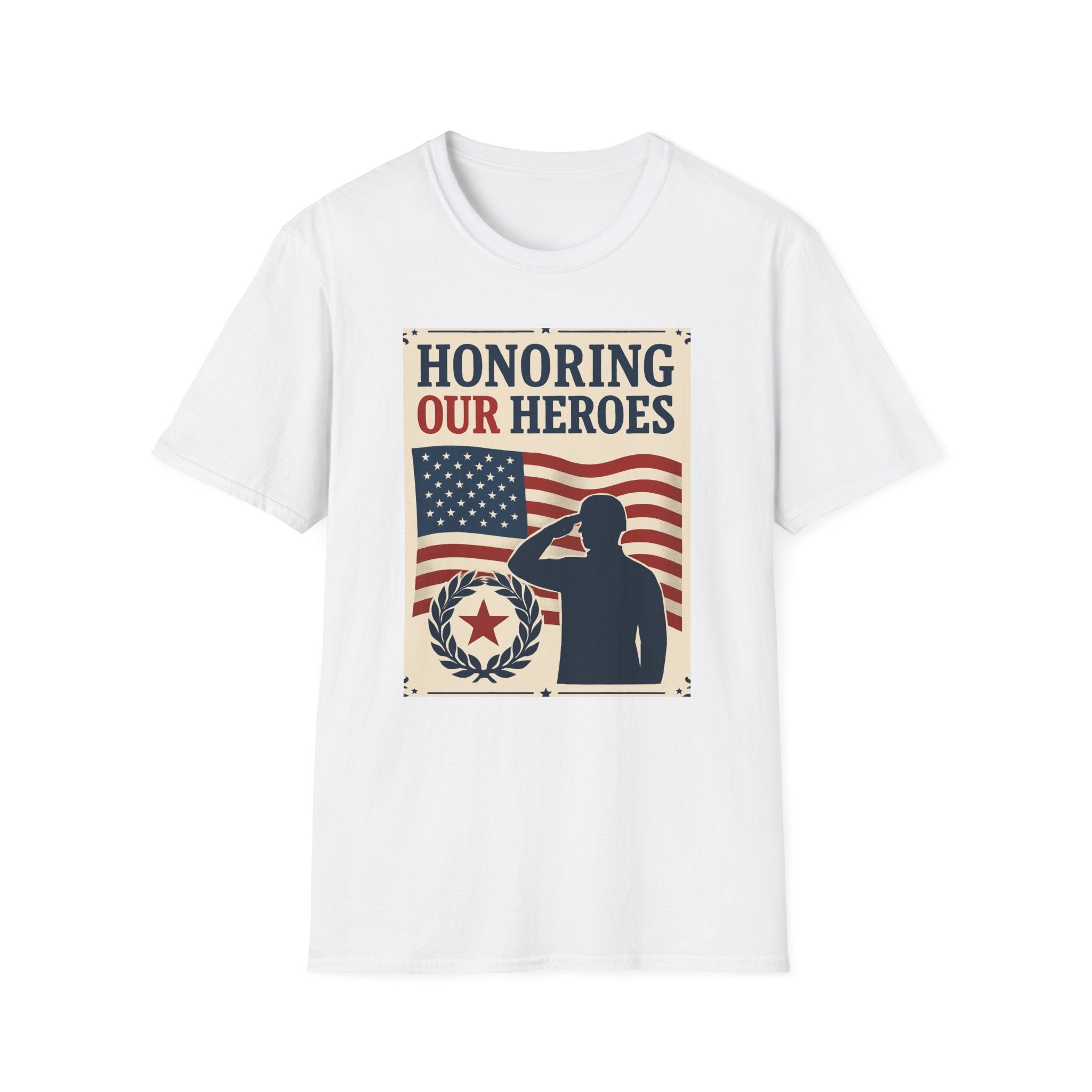 Honoring Our Heroes Patriotic T-Shirt — Salute, American Flag Memorial Tee