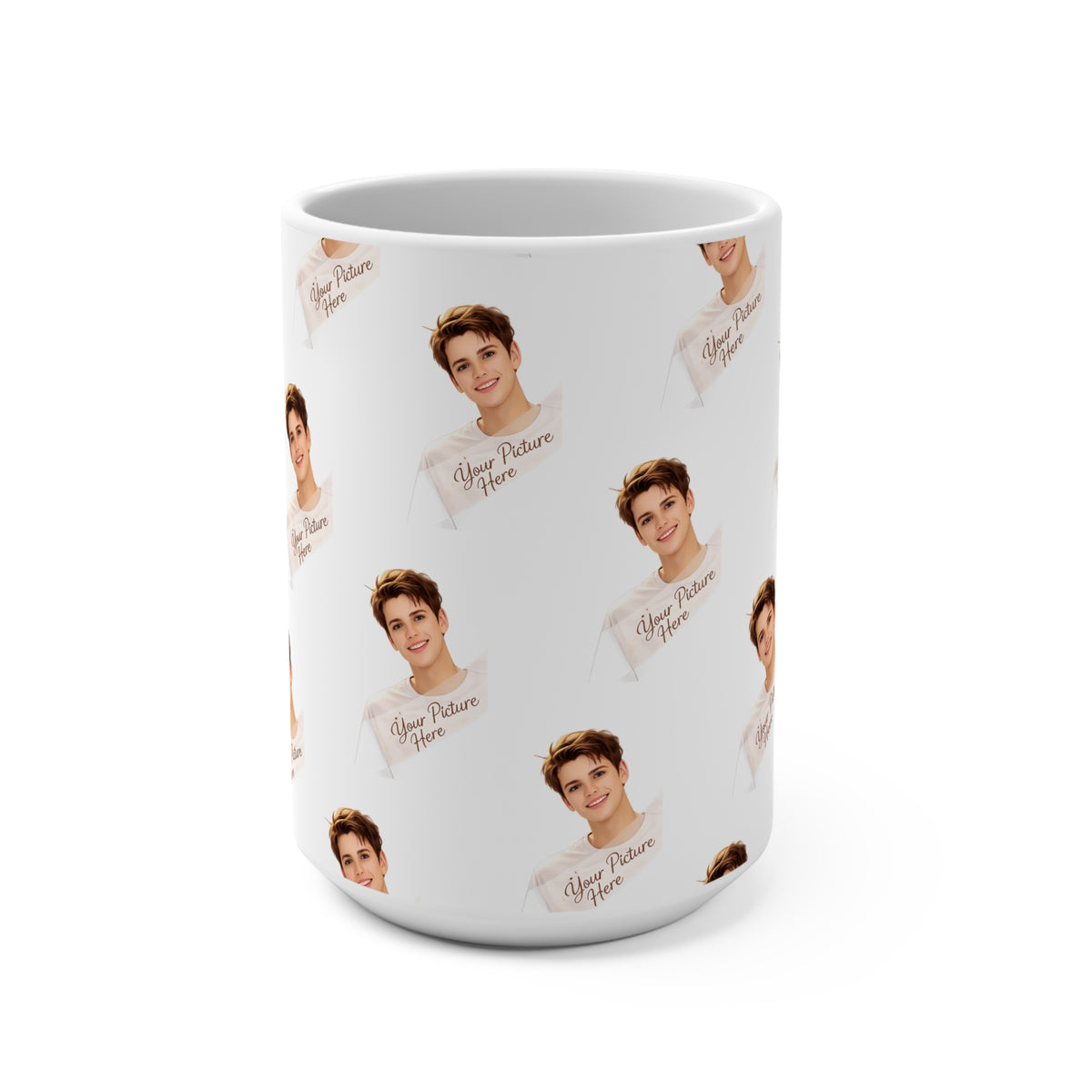 15oz Photo Face Mug  Personalized Funny Repeating Portrait Coffee Cup   Printaface.com | Custom Face Print | Personalized Gifts & Decor Print