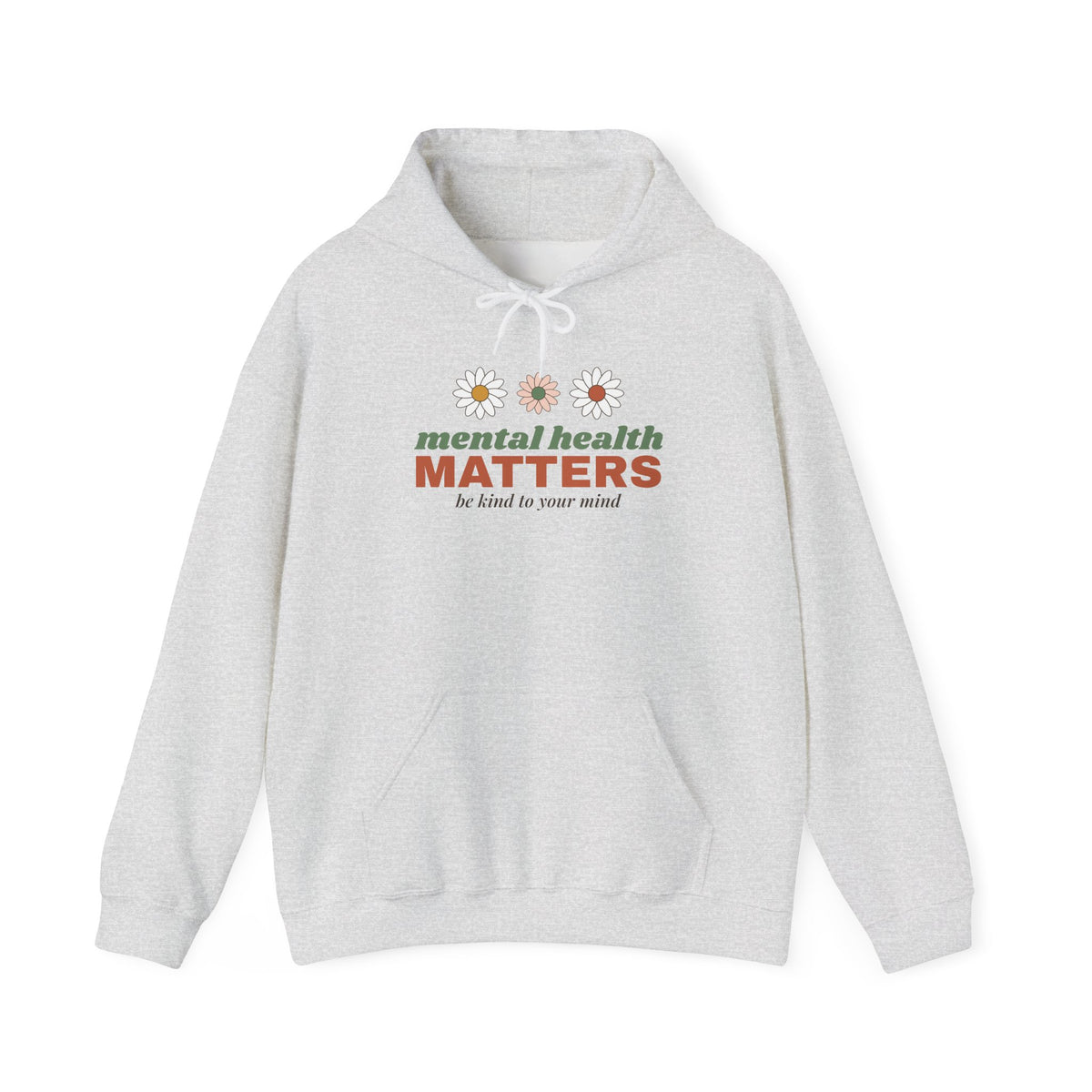 Mental Health Matters Hoodie — Be Kind to Your Mind Retro Daisy Hooded Sweatshirt