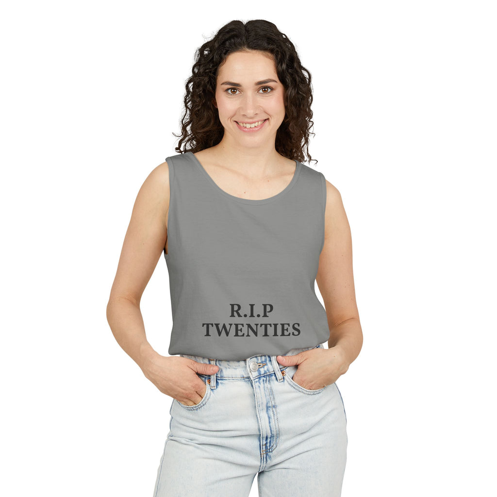 R.I.P. Twenties Tank Top — Funny 30th Birthday Retirement of Your 20s Tee