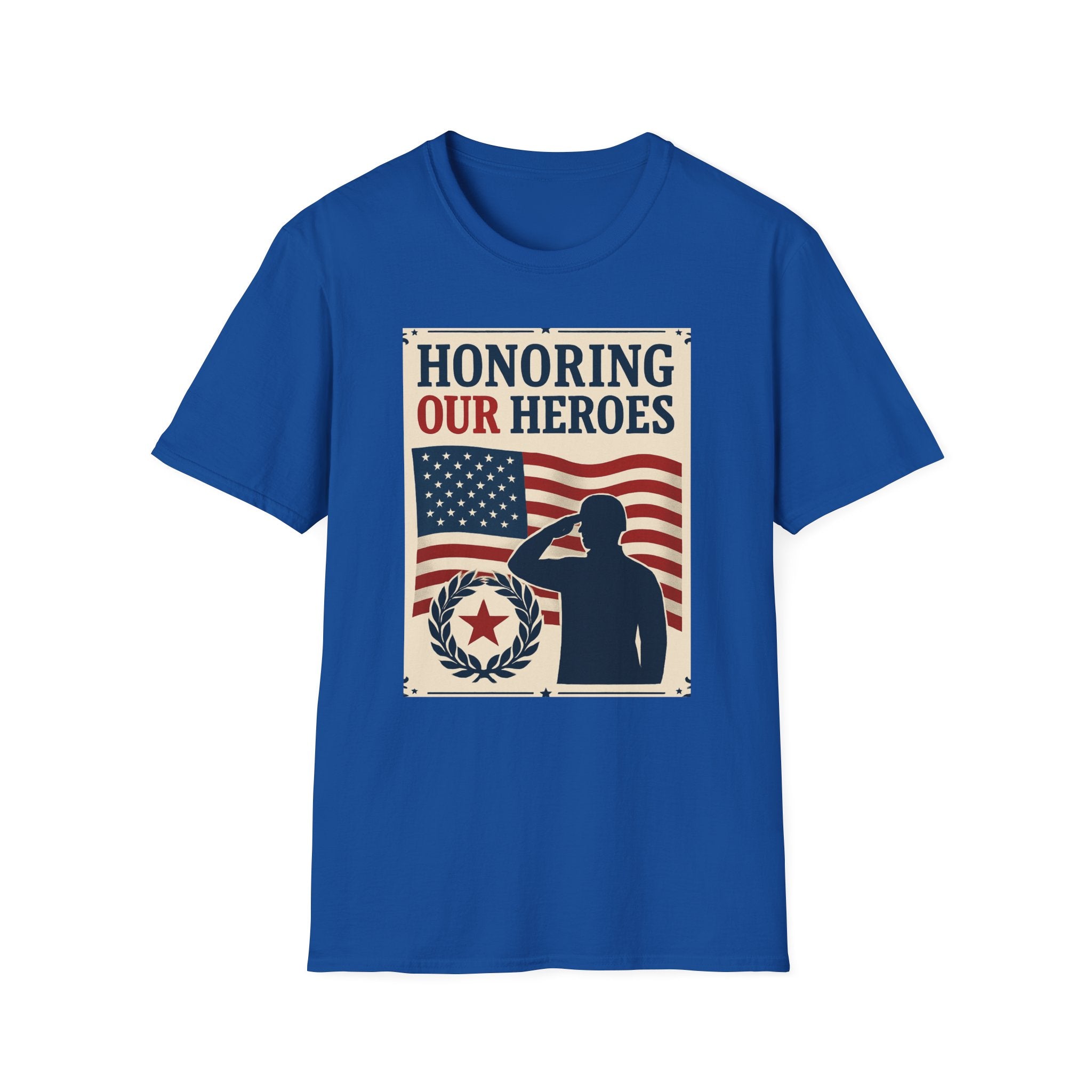 Honoring Our Heroes Patriotic T-Shirt — Salute, American Flag Memorial Tee