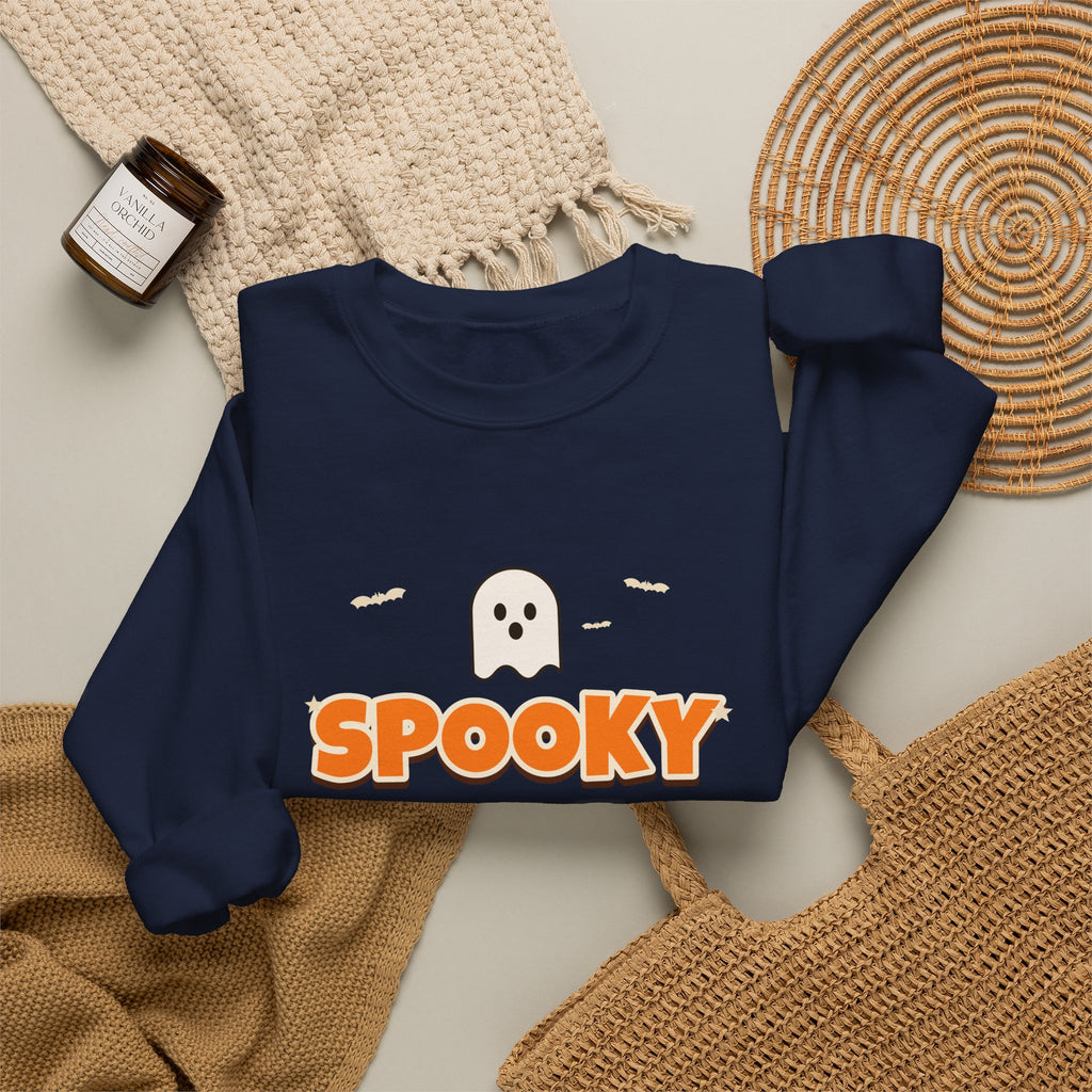 Spooky Mama Halloween Sweatshirt — Retro Pumpkin & Ghost Crewneck for Moms