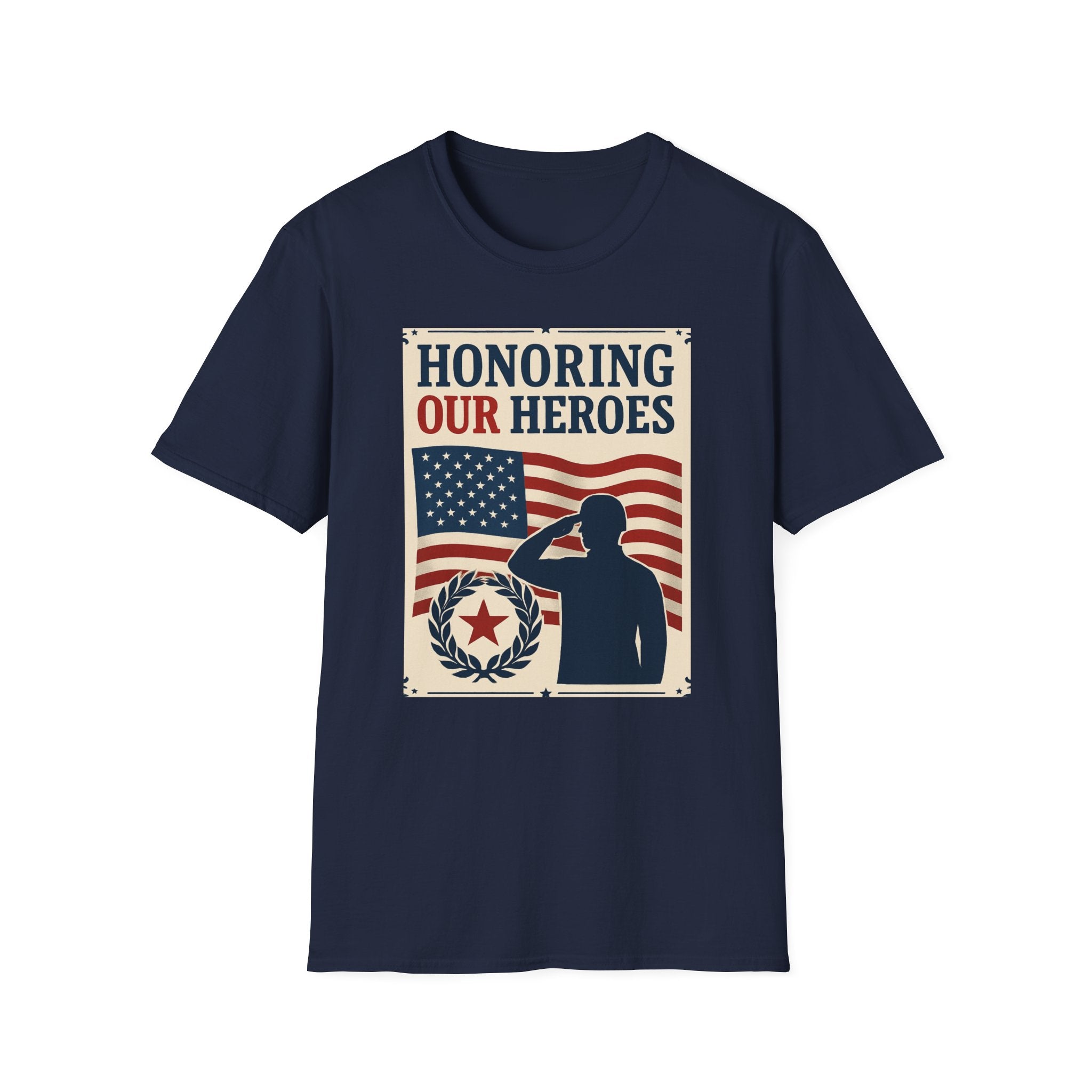 Honoring Our Heroes Patriotic T-Shirt — Salute, American Flag Memorial Tee