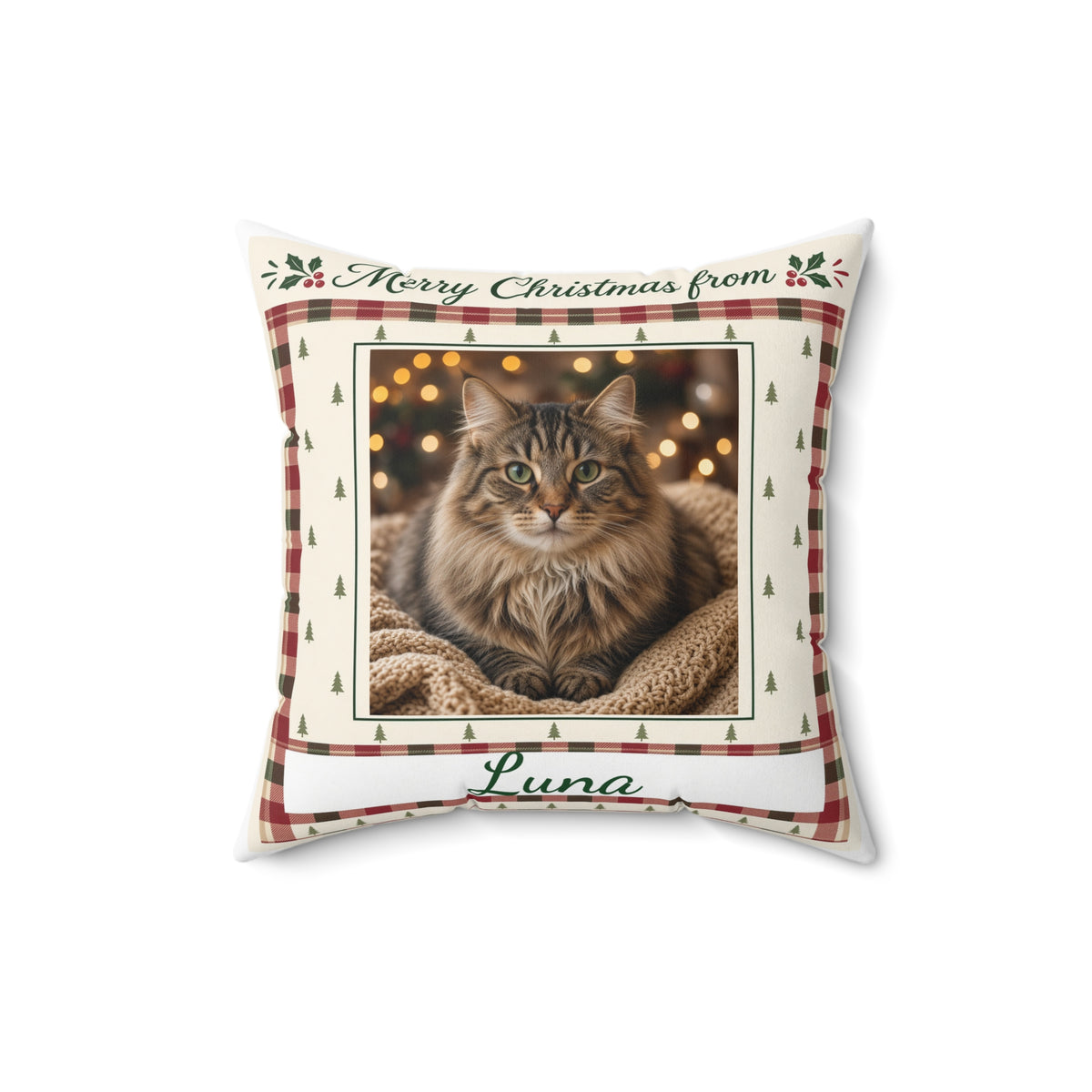 Personalized Pet Photo Pillow – Custom Dog or Cat Picture & Name Throw Pillow