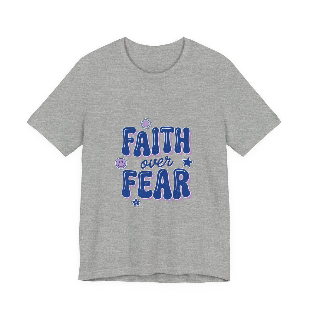 Faith Over Fear Tee | Christian Rainbow Scripture, Playful Mixed-Font Faith Shirt