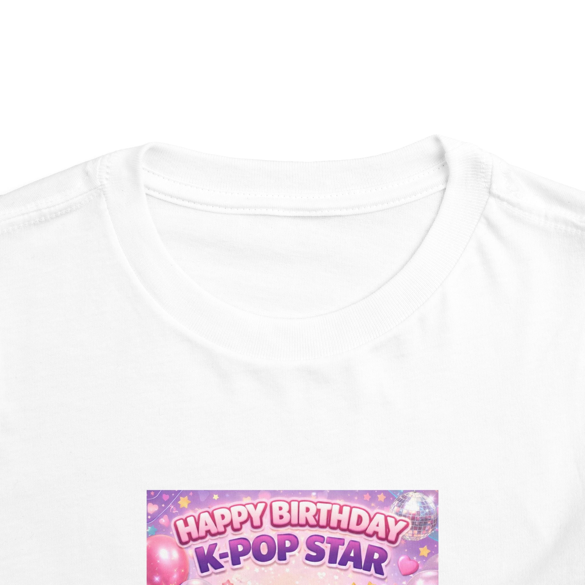 Toddler Tee — "Happy Birthday K-Pop Star" Pink Birthday Photo Shirt - Upload your own picture