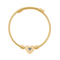 Gold Heart Cuff Bracelet — Personalized Engraved Heart Cable Bangle