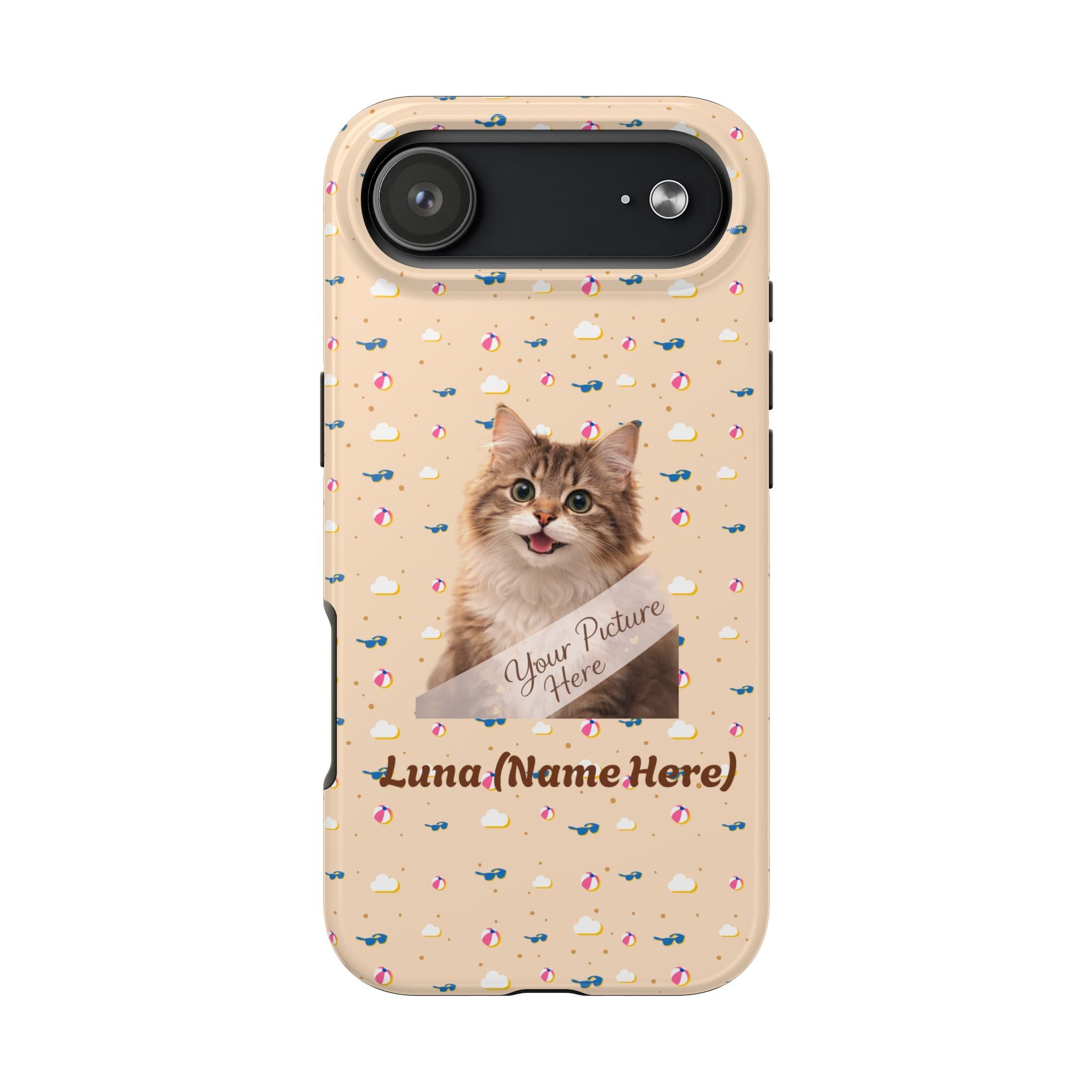 Custom Pet Photo Tough Phone Case — Personalized Cat Name Phone Cover