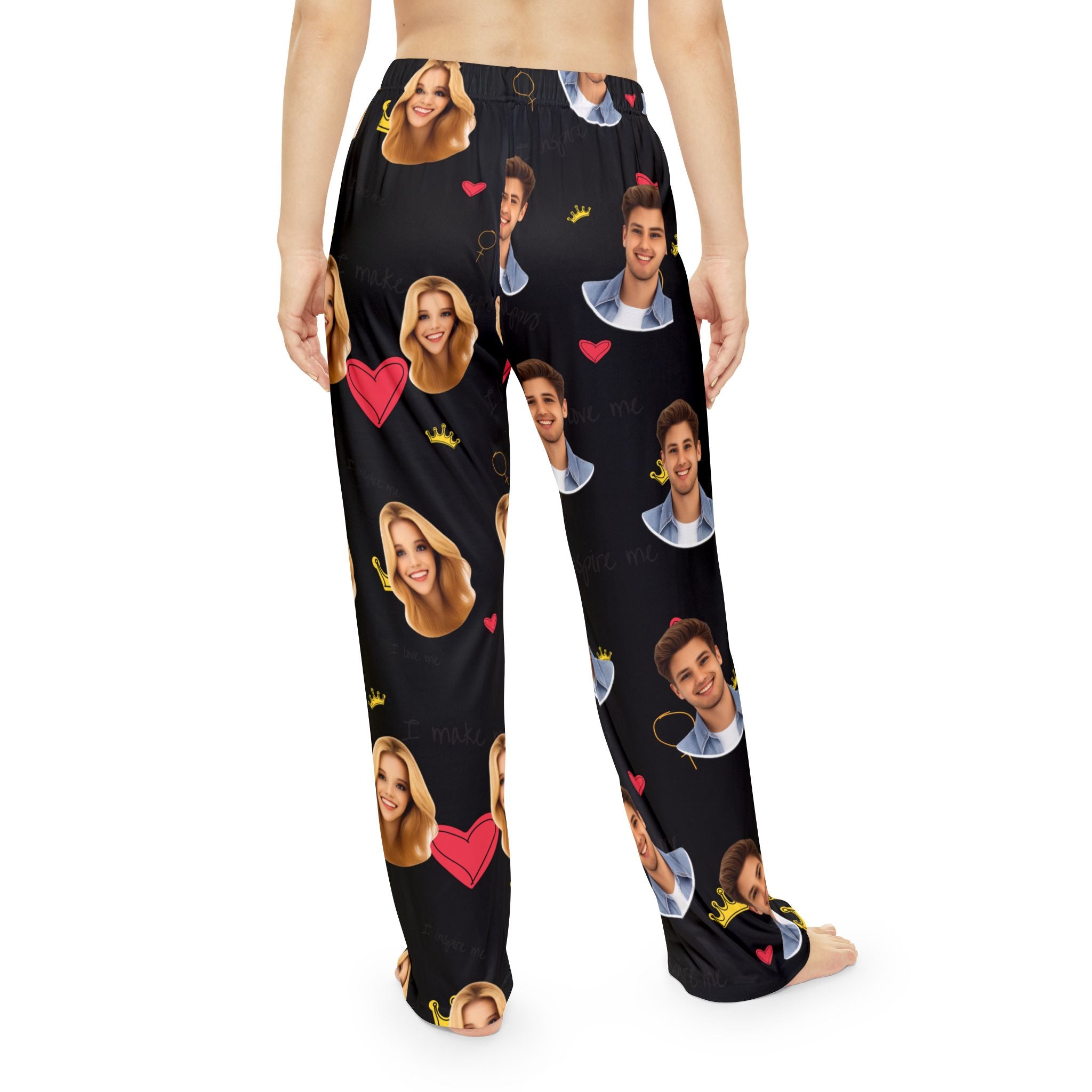 Personalized Face Print Pajama Pants — Custom Couples Photo All-Over Print