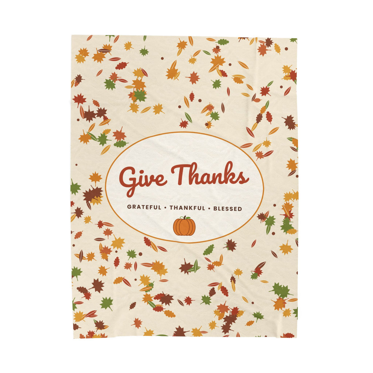 Give Thanks Velveteen Plush Blanket — Autumn Leaves Thanksgiving Throw