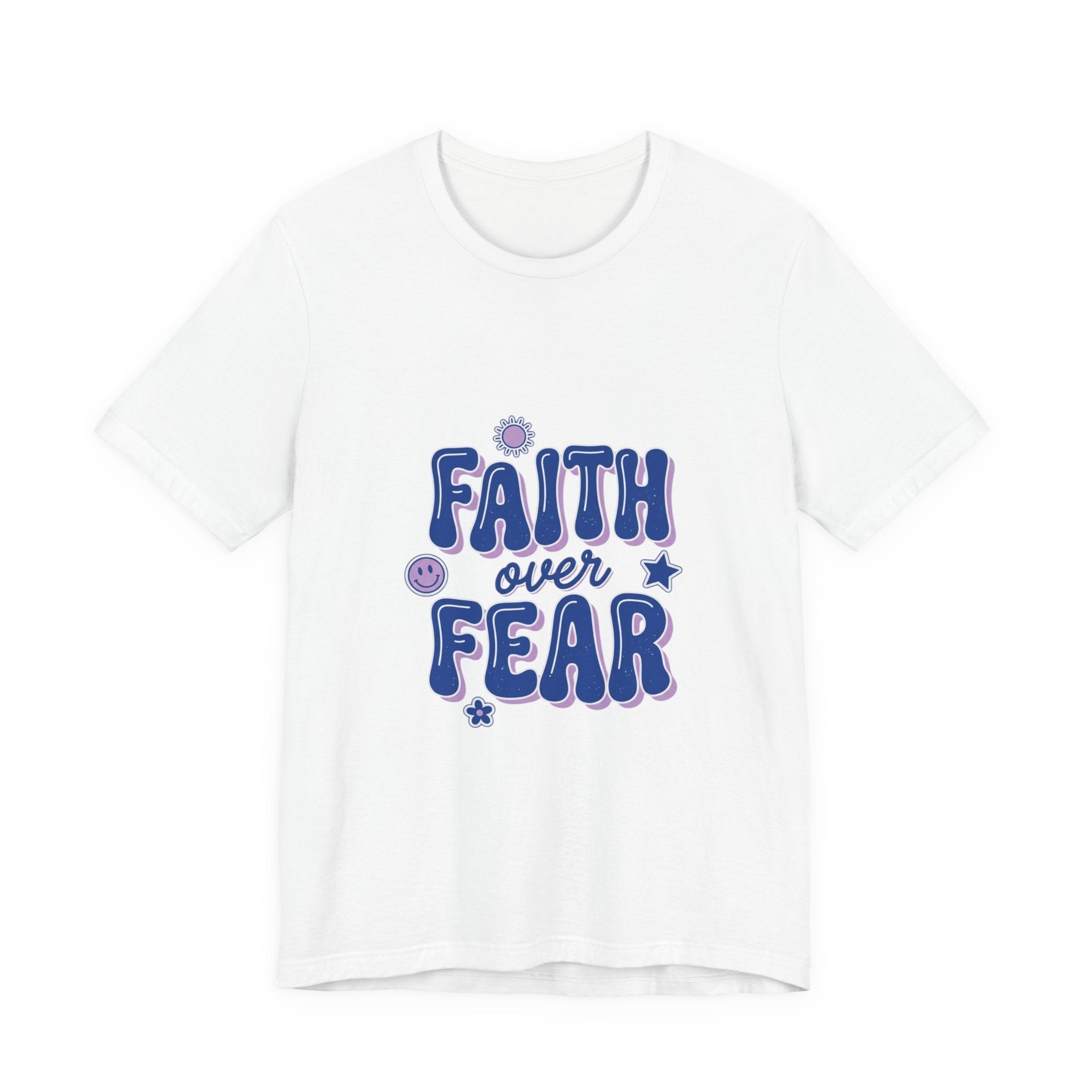 Faith Over Fear Tee | Christian Rainbow Scripture, Playful Mixed-Font Faith Shirt
