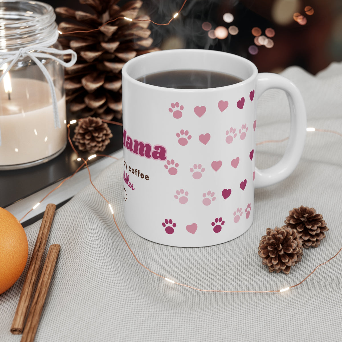 Fur Mama Mug — Dog Mom & Cat Mom 11oz Coffee Cup with Paw Prints