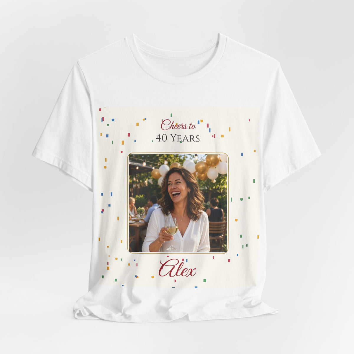 Cheers to 40 Years Personalized Photo Tee – Custom Milestone Birthday Shirt